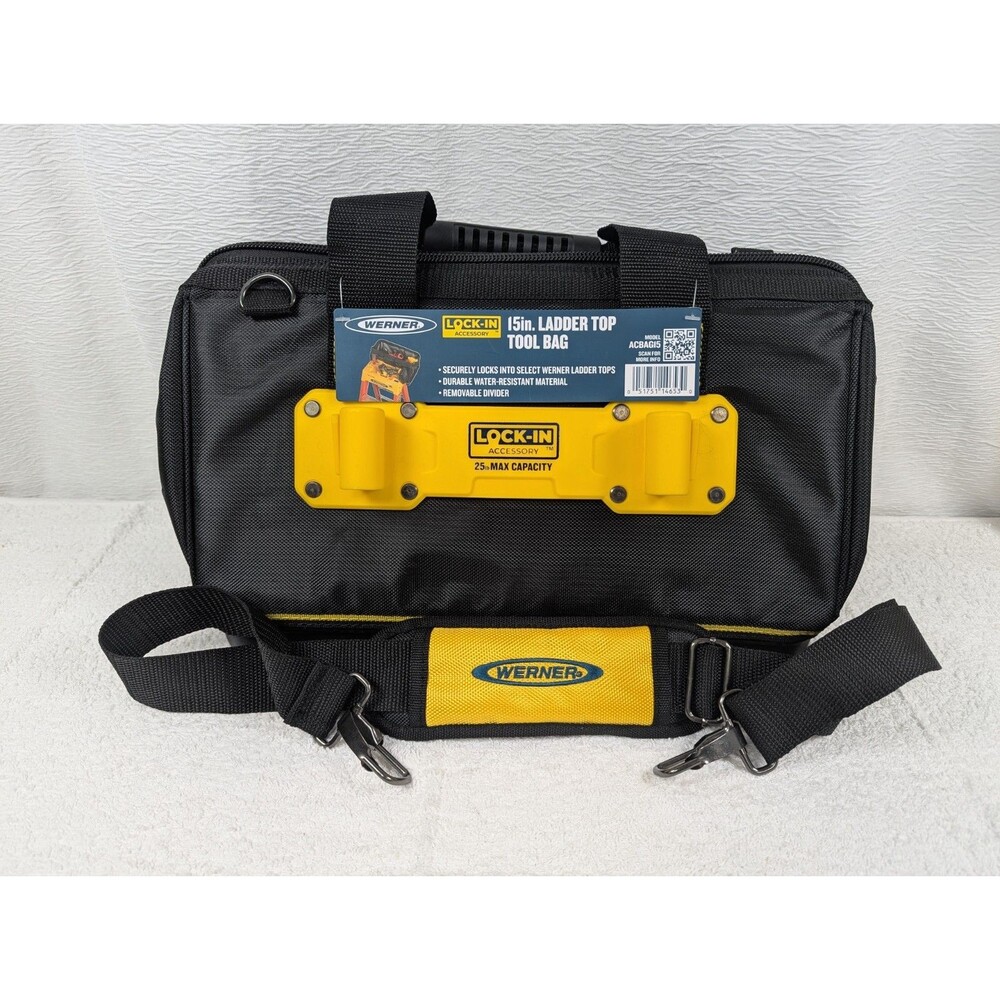 Werner - 15inch Ladder Top Tool Bag - ACBAG15 - Lock-In Accessory - 25lb cap